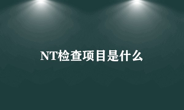 NT检查项目是什么