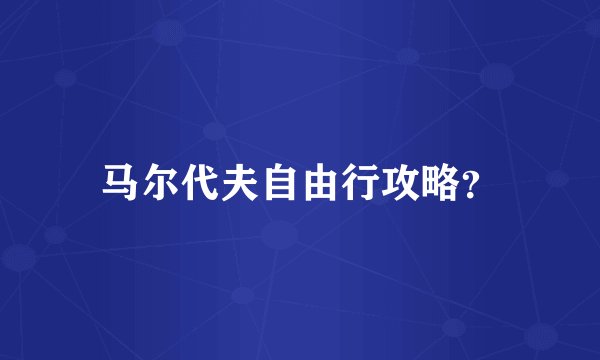 马尔代夫自由行攻略？