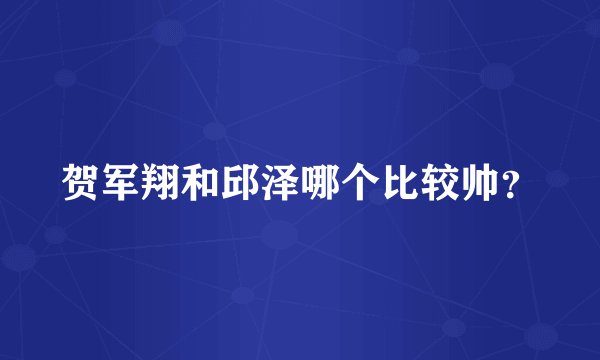 贺军翔和邱泽哪个比较帅？
