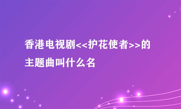 香港电视剧<<护花使者>>的主题曲叫什么名