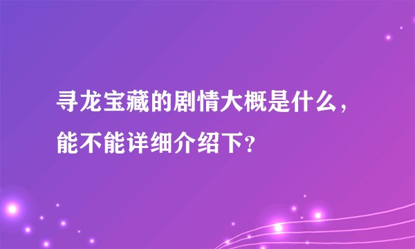 寻龙宝藏的剧情大概是什么，能不能详细介绍下？