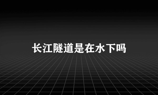 长江隧道是在水下吗