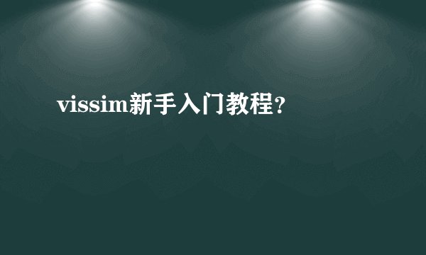 vissim新手入门教程?