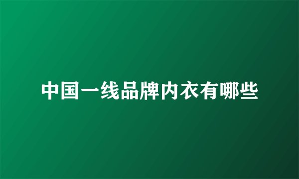 中国一线品牌内衣有哪些