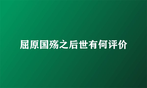 屈原国殇之后世有何评价