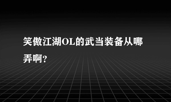 笑傲江湖OL的武当装备从哪弄啊？