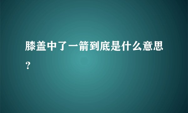 膝盖中了一箭到底是什么意思？