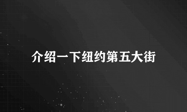 介绍一下纽约第五大街