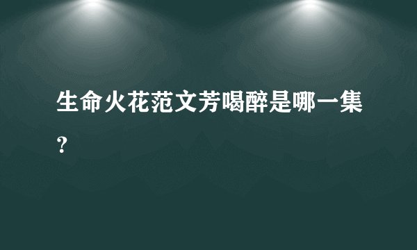 生命火花范文芳喝醉是哪一集？