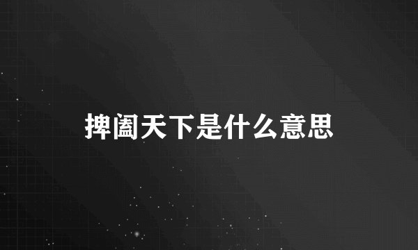 捭阖天下是什么意思