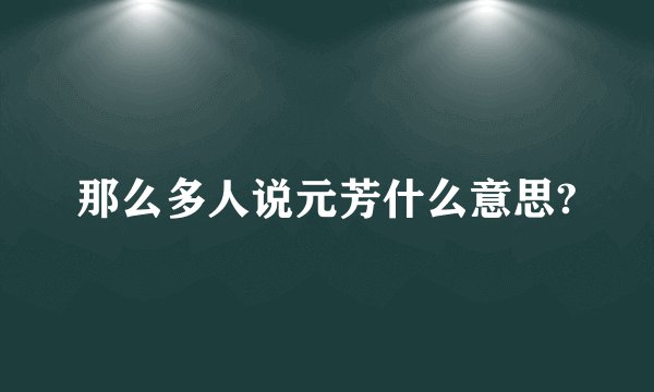 那么多人说元芳什么意思?