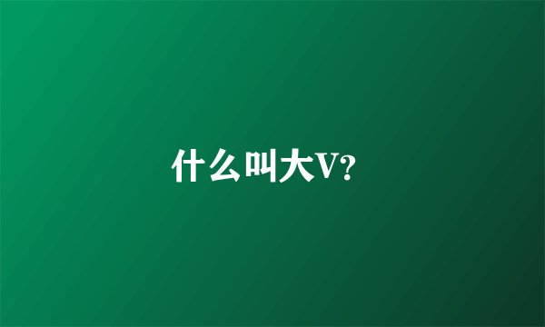 什么叫大V？