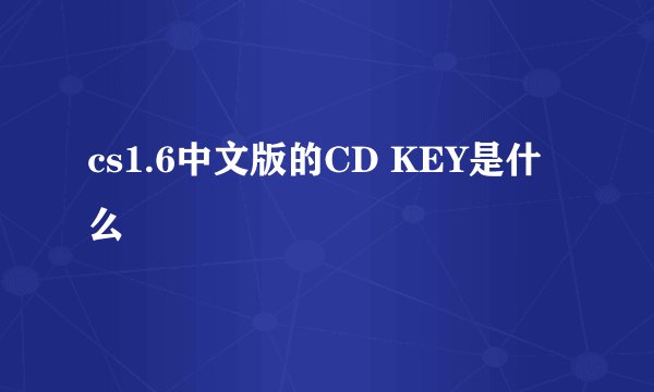 cs1.6中文版的CD KEY是什么
