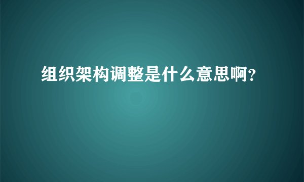 组织架构调整是什么意思啊？