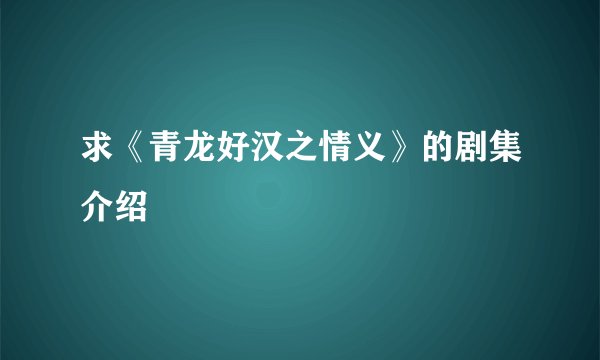 求《青龙好汉之情义》的剧集介绍