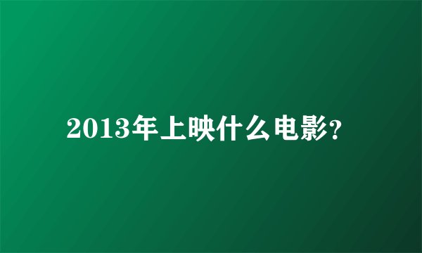 2013年上映什么电影?