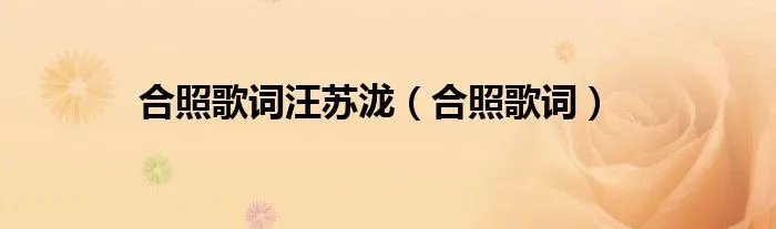 合照歌词汪苏泷（合照歌词）