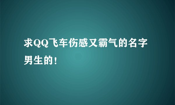 求QQ飞车伤感又霸气的名字 男生的！