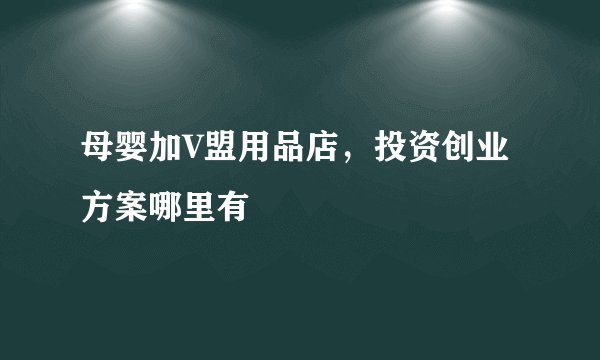母婴加V盟用品店，投资创业方案哪里有