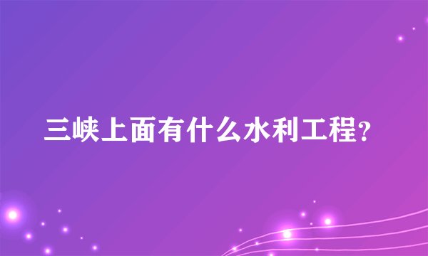 三峡上面有什么水利工程？