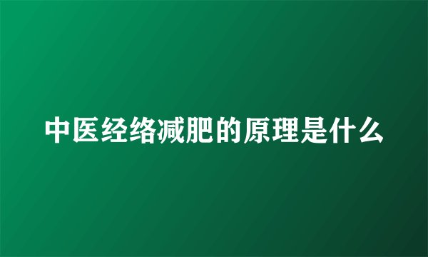 中医经络减肥的原理是什么