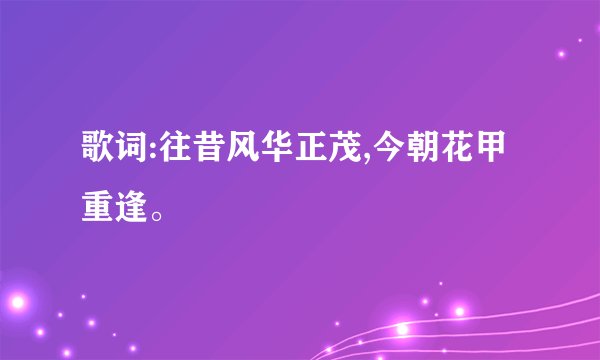 歌词:往昔风华正茂,今朝花甲重逢。