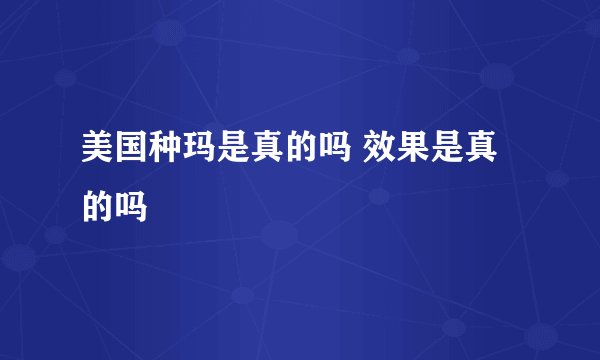 美国种玛是真的吗 效果是真的吗