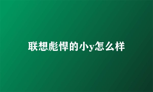 联想彪悍的小y怎么样