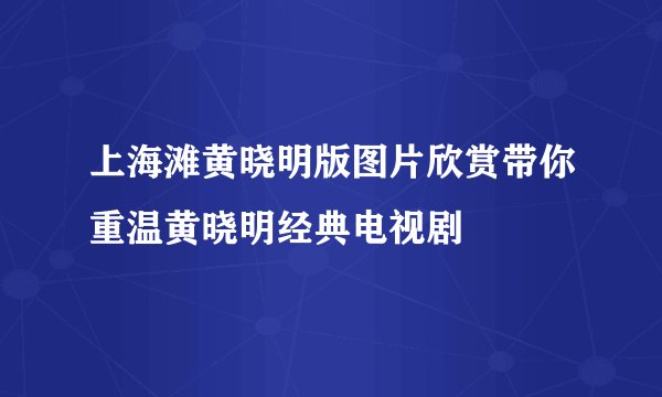 上海滩黄晓明版图片欣赏带你重温黄晓明经典电视剧