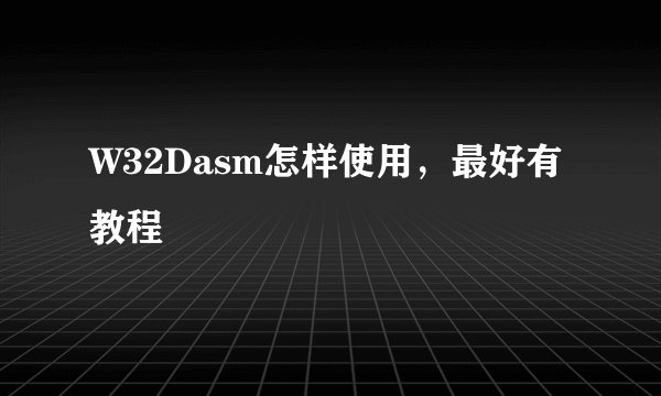 W32Dasm怎样使用,最好有教程