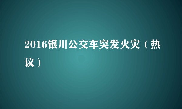 2016银川公交车突发火灾（热议）