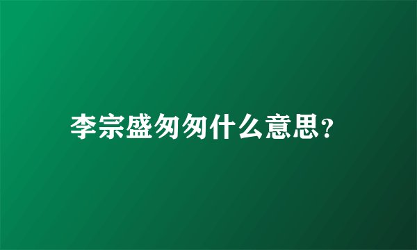 李宗盛匆匆什么意思？