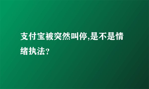 支付宝被突然叫停,是不是情绪执法？
