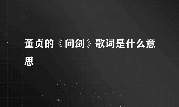 董贞的《问剑》歌词是什么意思