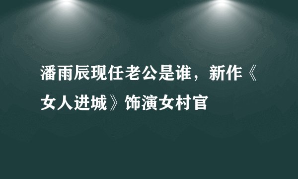 潘雨辰现任老公是谁，新作《女人进城》饰演女村官