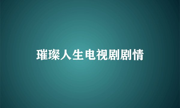 璀璨人生电视剧剧情