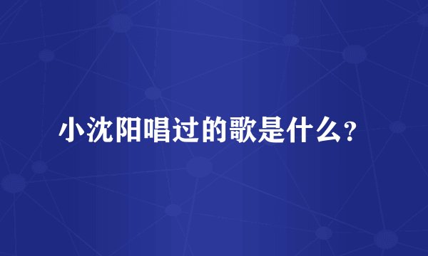 小沈阳唱过的歌是什么？