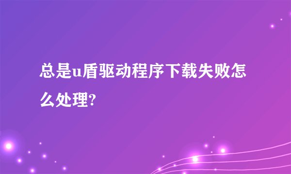 总是u盾驱动程序下载失败怎么处理?