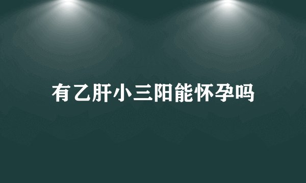 有乙肝小三阳能怀孕吗
