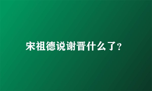 宋祖德说谢晋什么了？