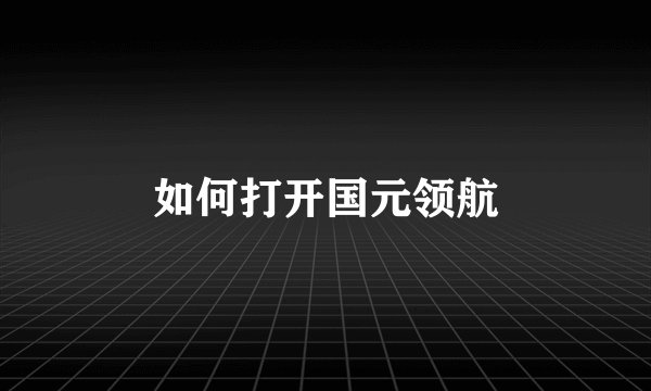 如何打开国元领航