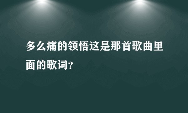 多么痛的领悟这是那首歌曲里面的歌词？