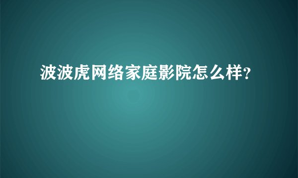 波波虎网络家庭影院怎么样？