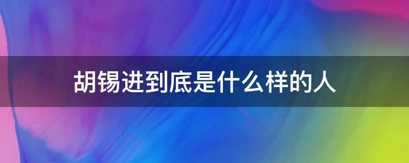 胡锡进到底是什么样的人
