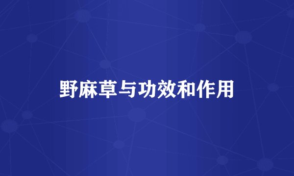 野麻草与功效和作用