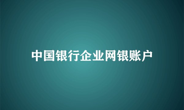 中国银行企业网银账户