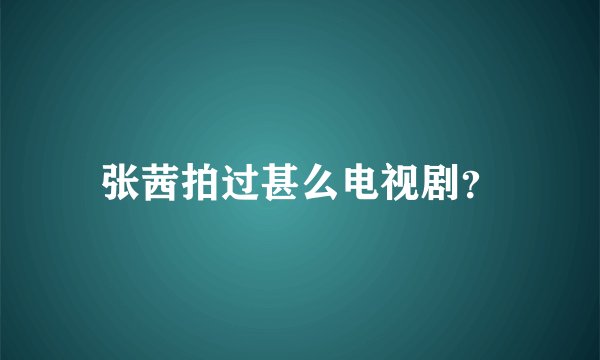 张茜拍过甚么电视剧？