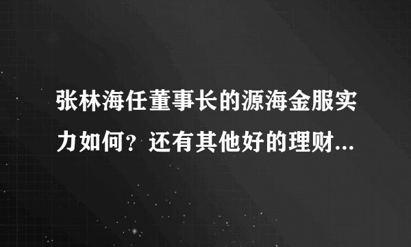张林海任董事长的源海金服实力如何？还有其他好的理财平台吗？