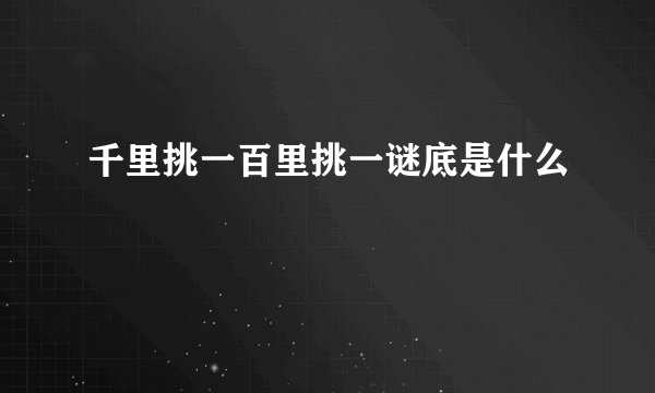 千里挑一百里挑一谜底是什么