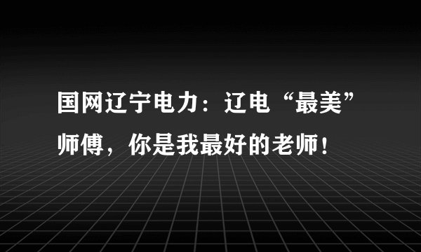国网辽宁电力：辽电“最美”师傅，你是我最好的老师！